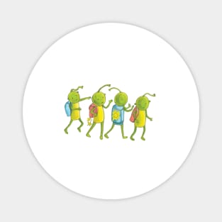 Martians Walking Illustration Magnet